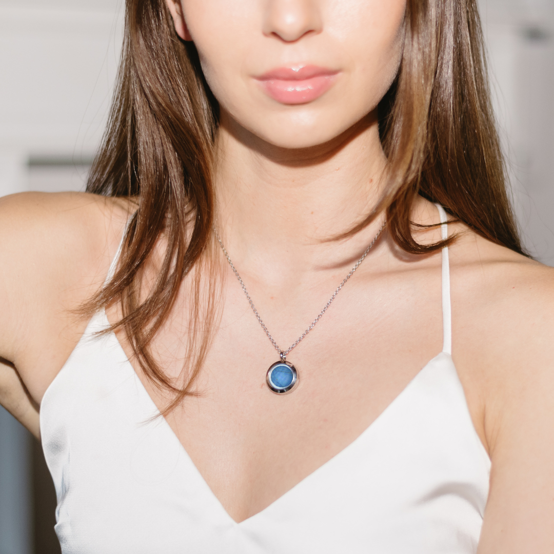 Blue Morpho Butterfly - Round Pendant