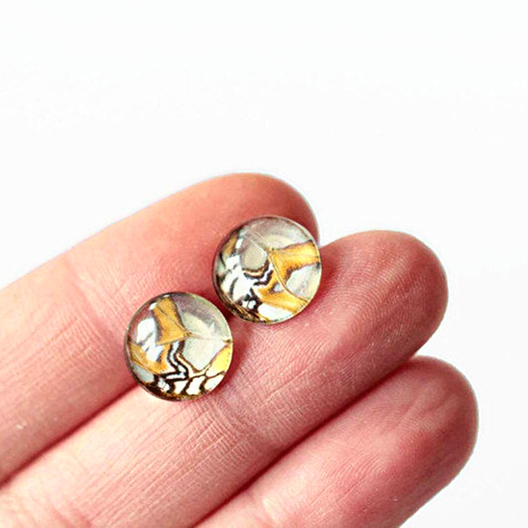 Malachite Butterfly - Glass Studs.