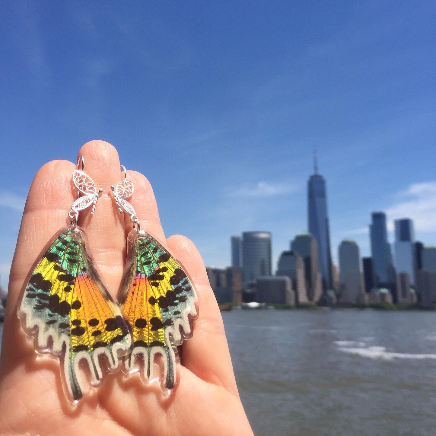 Filigree Earrings - Rainbow Sunset Moth