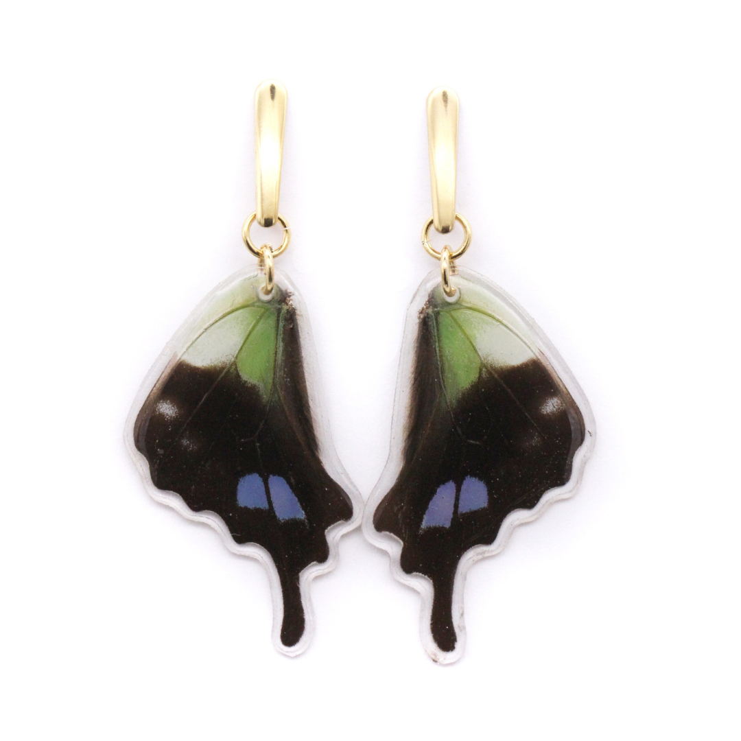 Blue Spot Butterfly - Dangling Earrings