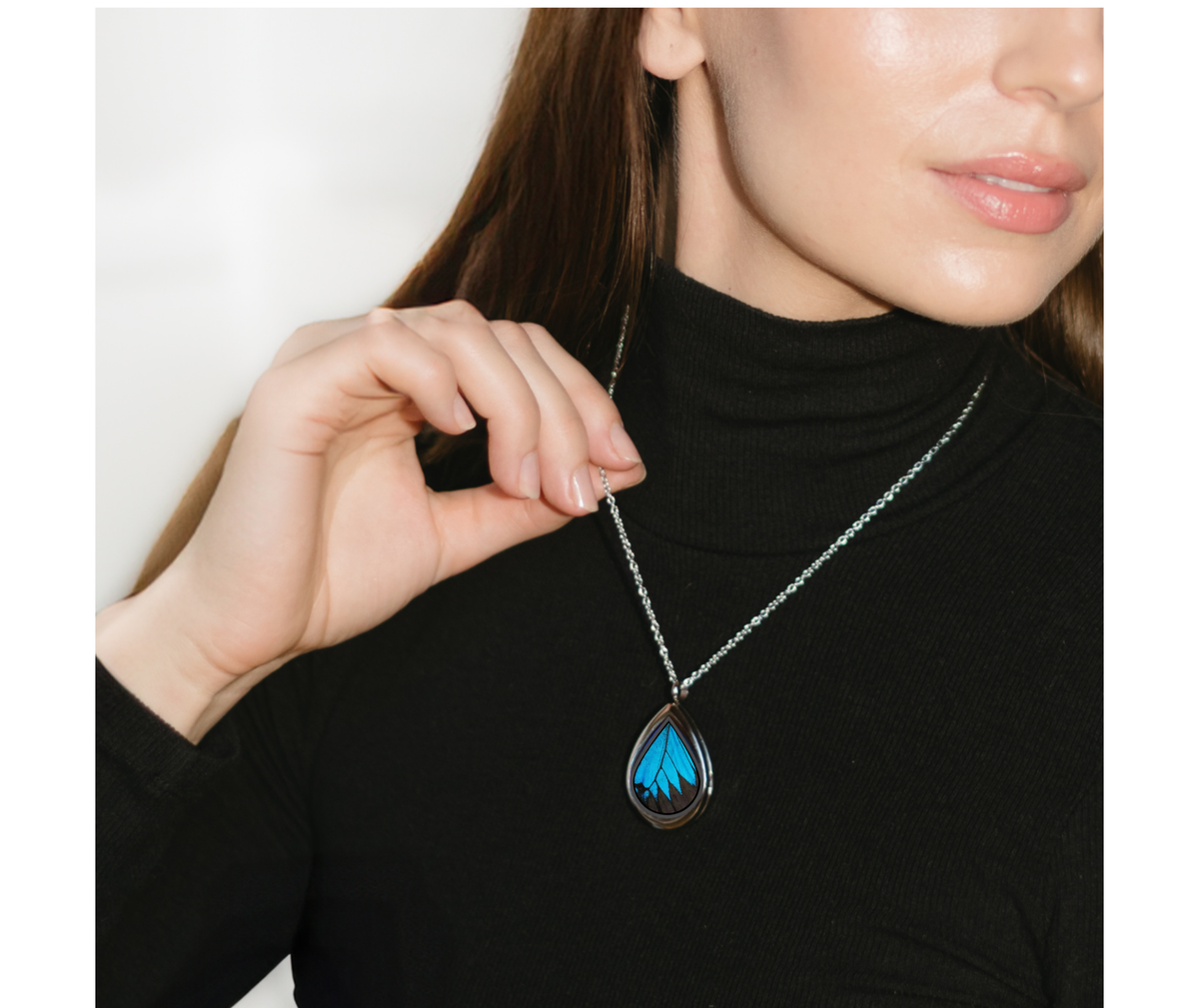 Blue Mountain Butterfly - Teardrop Pendant