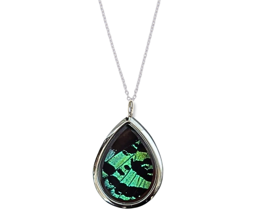 Green Sunset Moth - Teardrop Pendant