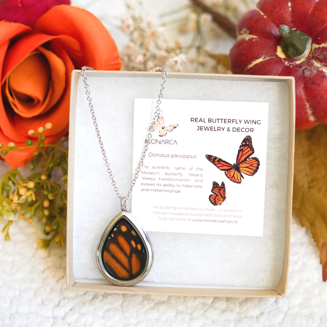 Monarch Butterfly - Teardrop Pendant