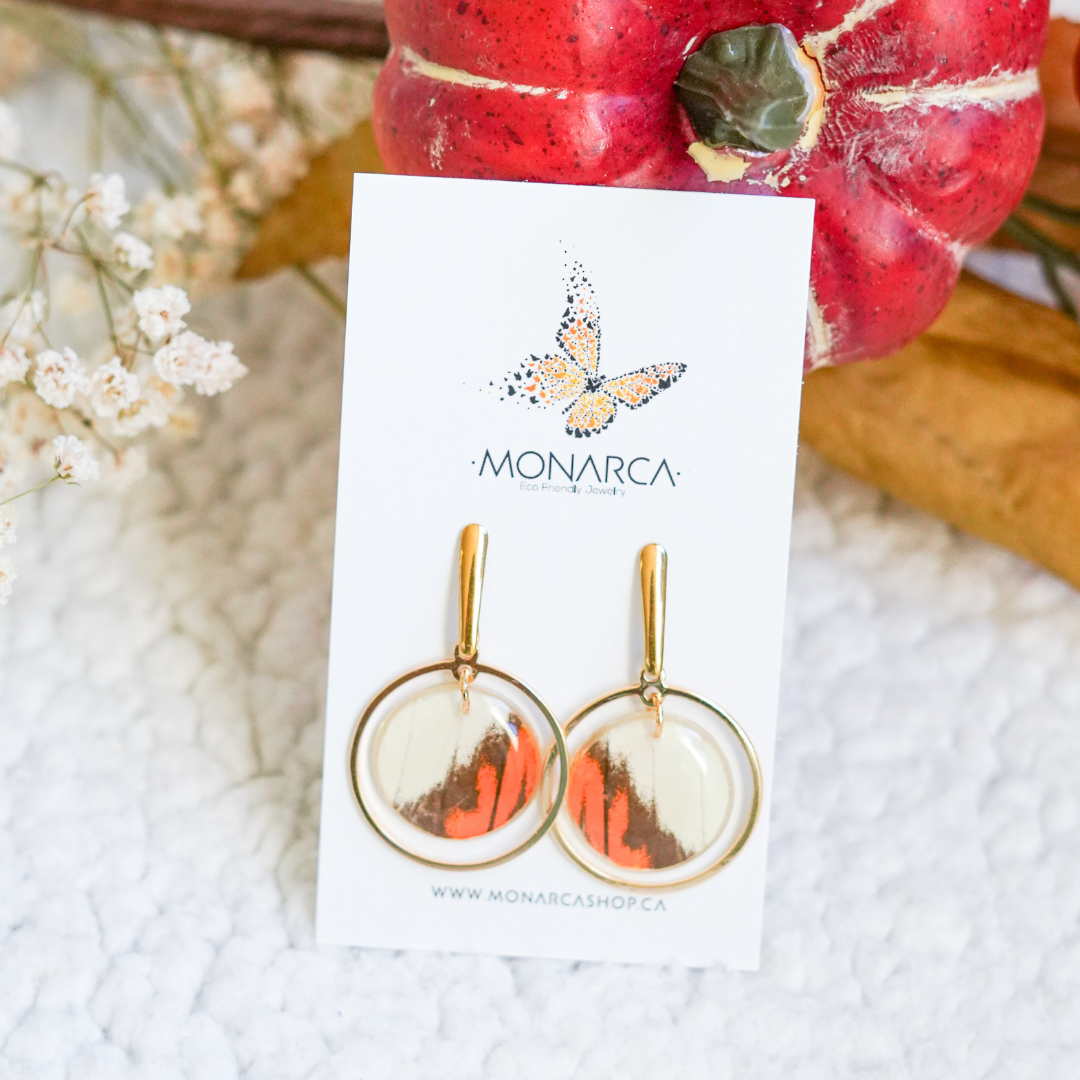 Orange Half-Moon  Earrings