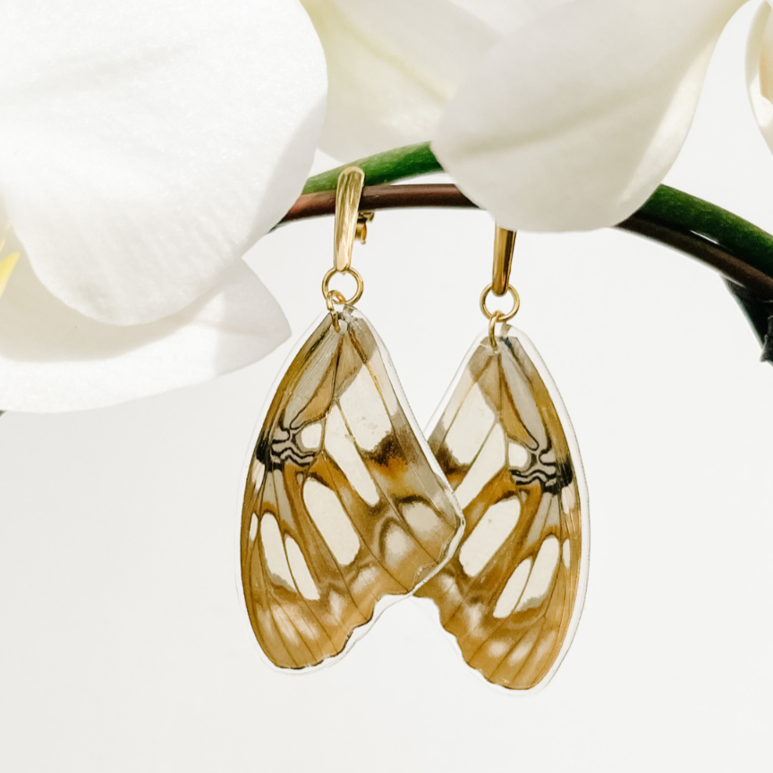 Malachite Butterfly Earrings - Golden Post