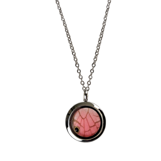 Blushing Phantom Butterfly - Round Pendant