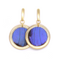 Blue Morpho - Round Golden Earrings