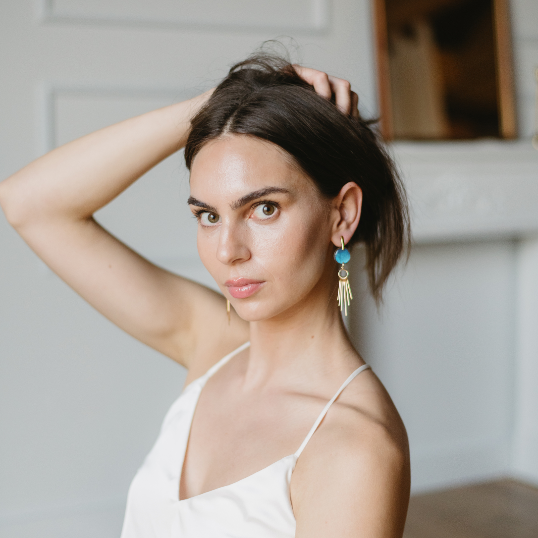 Blue Morpho - Blue Dangling Earrings