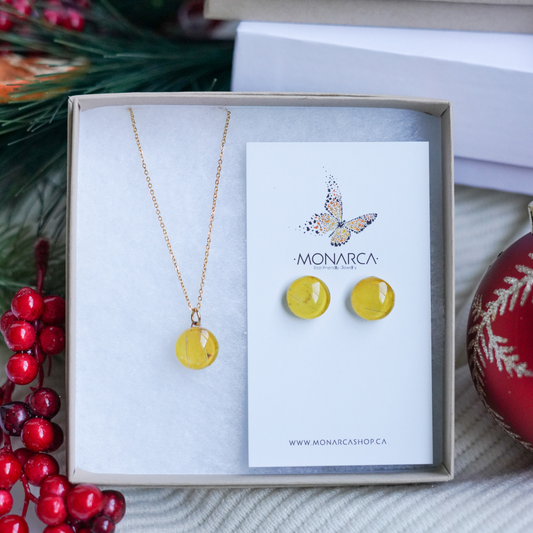 Phoebis Butterfly - Glass Studs & Pendant Set