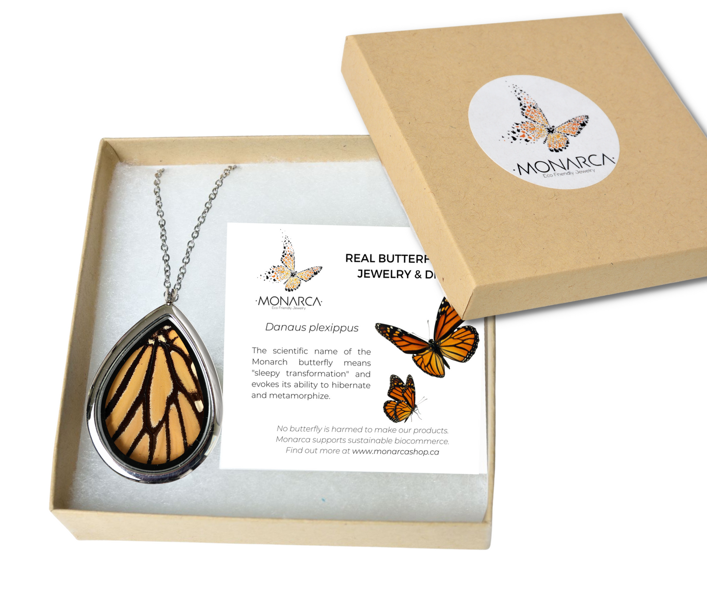 Monarch Butterfly - Teardrop Pendant