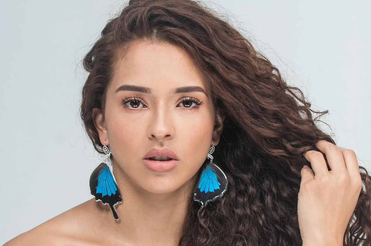 Blue Emperor wing earrings