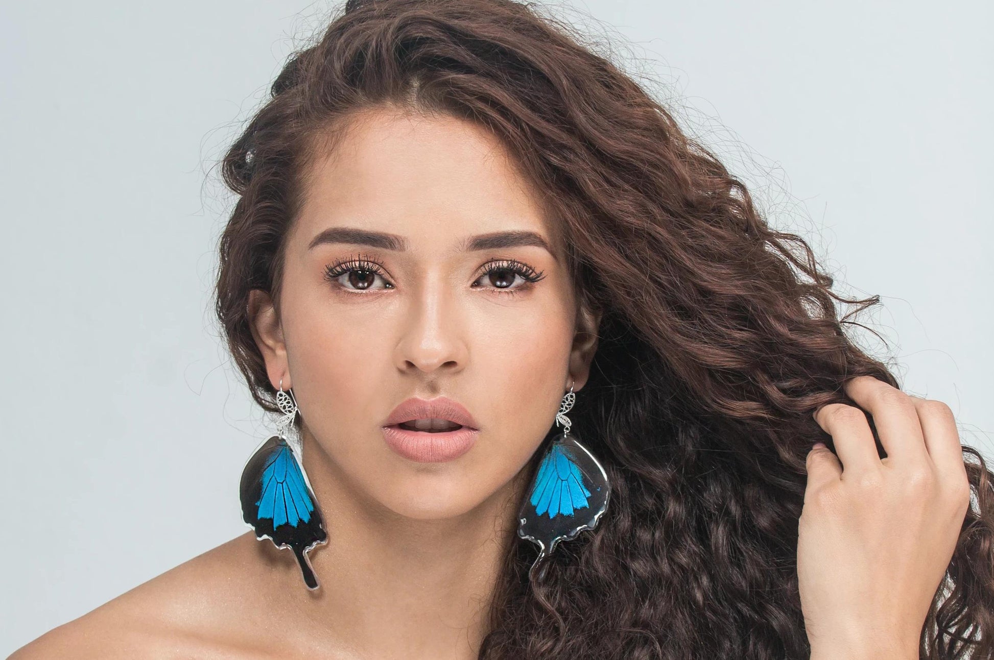 Blue Emperor wing earrings