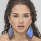 Long blue statement earrings made with real butterfly wings. Sterling silver filigree hooks. 