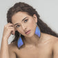 Long blue statement earrings made with real butterfly wings. Sterling silver filigree hooks. 