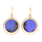 Blue Morpho - Round Golden Earrings