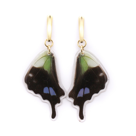 Blue Spot Butterfly - Dangling Earrings
