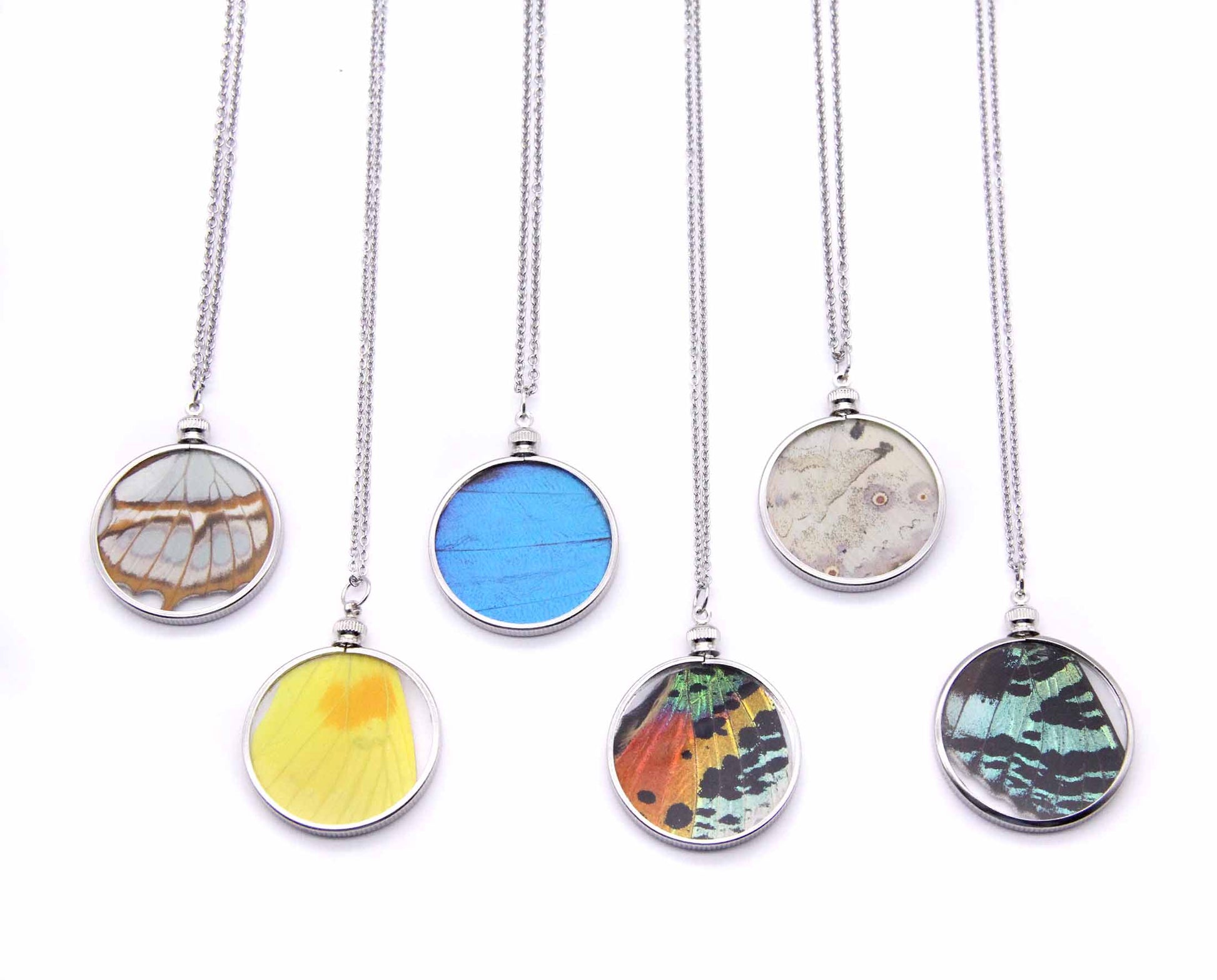 Necklaces made of butterfly wings